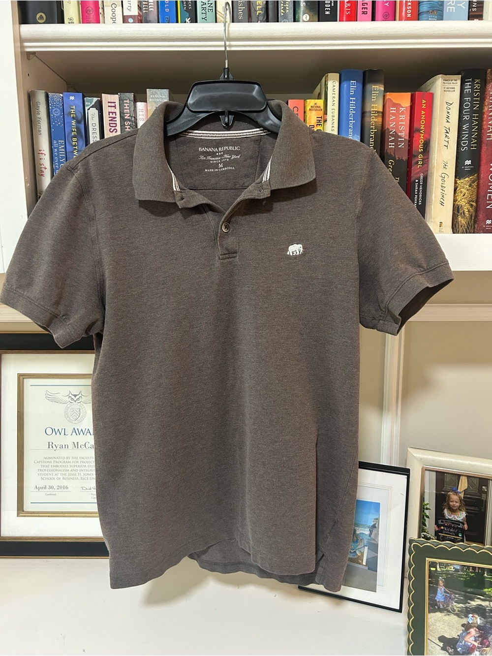 Banana Republic Men's Ash Brown Polo Shirt
